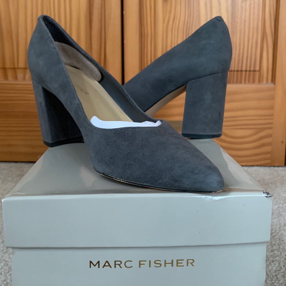 Grey Suede block heel